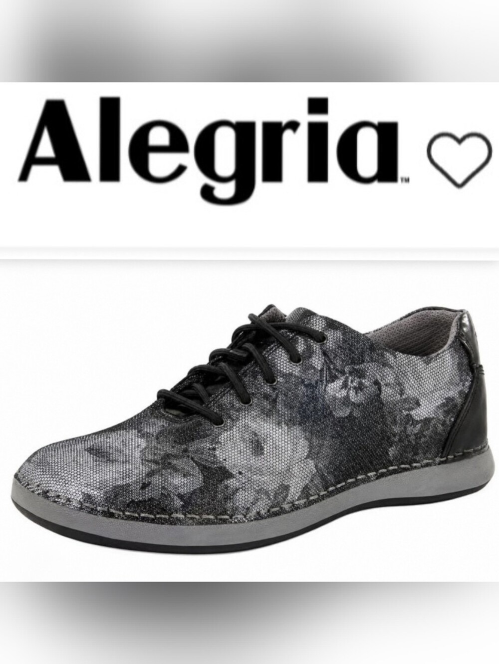 Alegria Essence Dame Floral Gray Black Nubuck Leather Shoes EU 41 US 10.5 11
